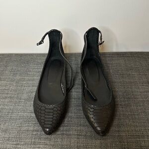 Joie Temple Pointed Ankle Strap Leather Flats